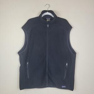 Patagonia Synchilla Vest Mens XXL Black Fleece Full Zip Pockets Warm Outdoors